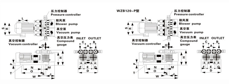 臺冠MLB80-P玻璃機(jī)無油真空泵外觀尺寸圖