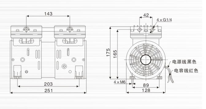 JP-100HDC負壓真空泵外觀尺寸圖